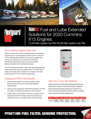 NanoNet Fuel and Lube Extended Solutions for 2020 Cummins X15 Engines